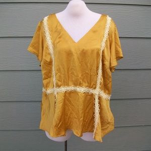 Modcloth Peplum Top Blouse Plus Sz 4X Yell…